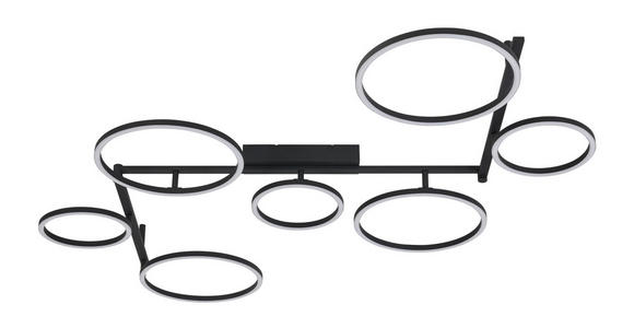 LED-DECKENLEUCHTE 118/127/12 cm  - Schwarz, Design, Kunststoff/Metall (118/127/12cm) - Novel