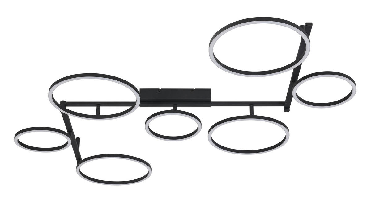 LED-DECKENLEUCHTE 118/127/12 cm  - Schwarz, Design, Kunststoff/Metall (118/127/12cm) - Novel