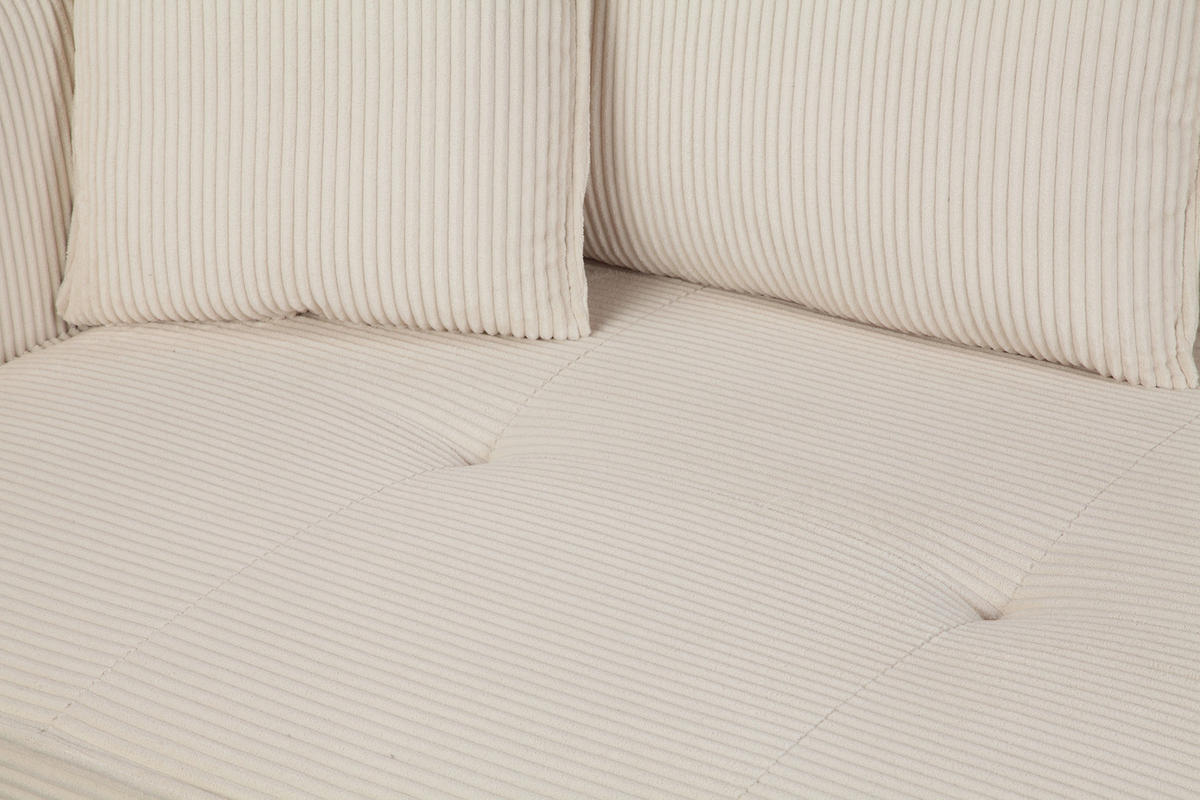 RÉCAMIERE ELIO Creme Cord  inkl. Zierkissen, Rückenkissen  - Creme/Schwarz, Design, Holz/Kunststoff (97/79/150cm) - P & B