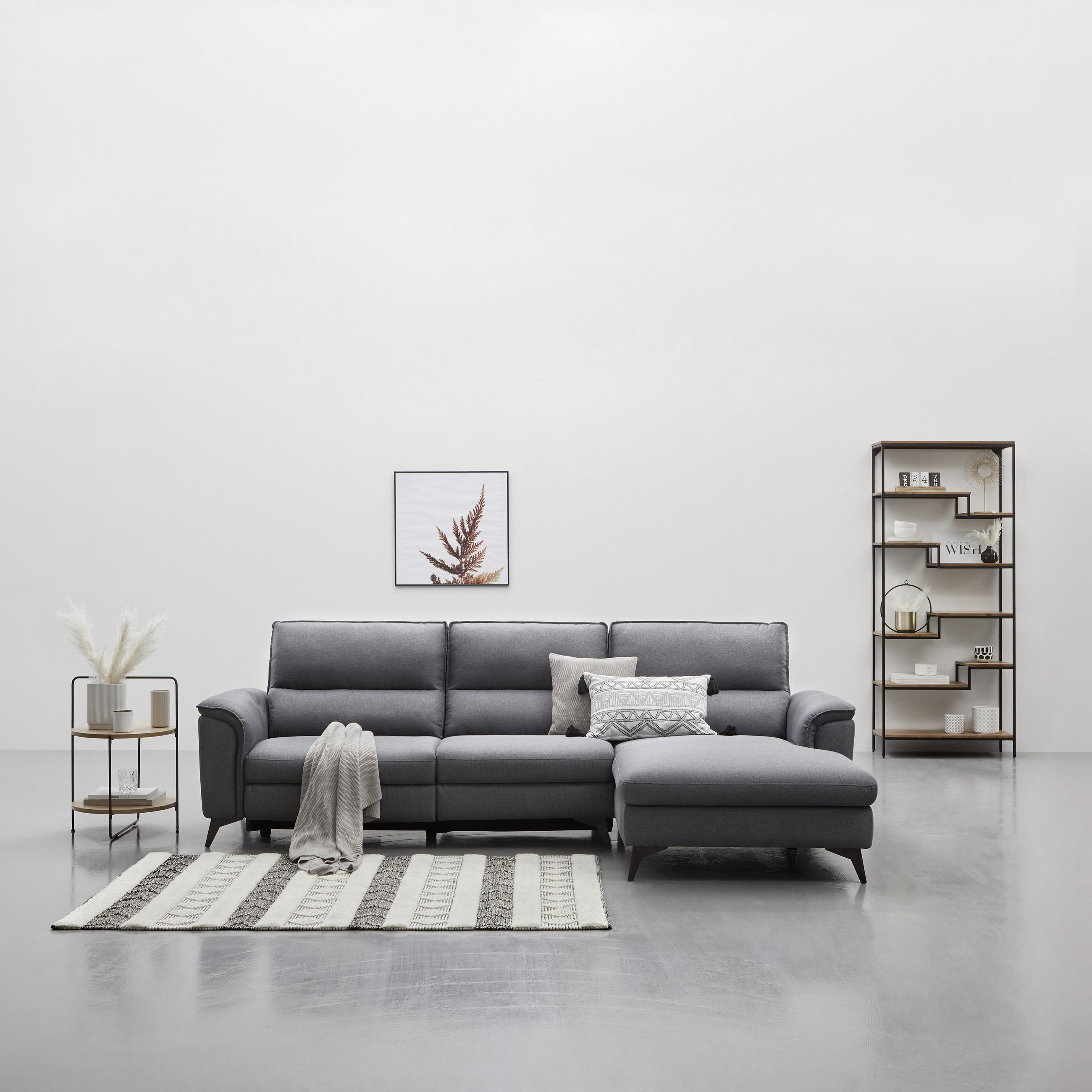 ECKSOFA Anthrazit Webstoff  - Anthrazit, Design, Textil/Metall (281/155cm) - Livetastic