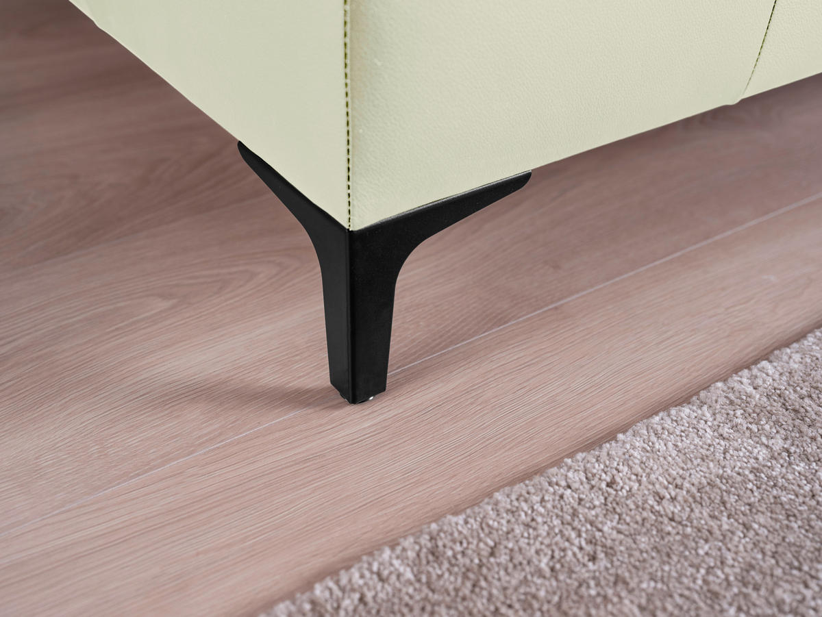 POLSTERBETT gepolstertes Kopfteil, Bettkasten, Lattenroste, Matratzen Creme 180/200 cm  - Creme/Schwarz, KONVENTIONELL, Leder/Holz (180/200cm) - Ada Austria