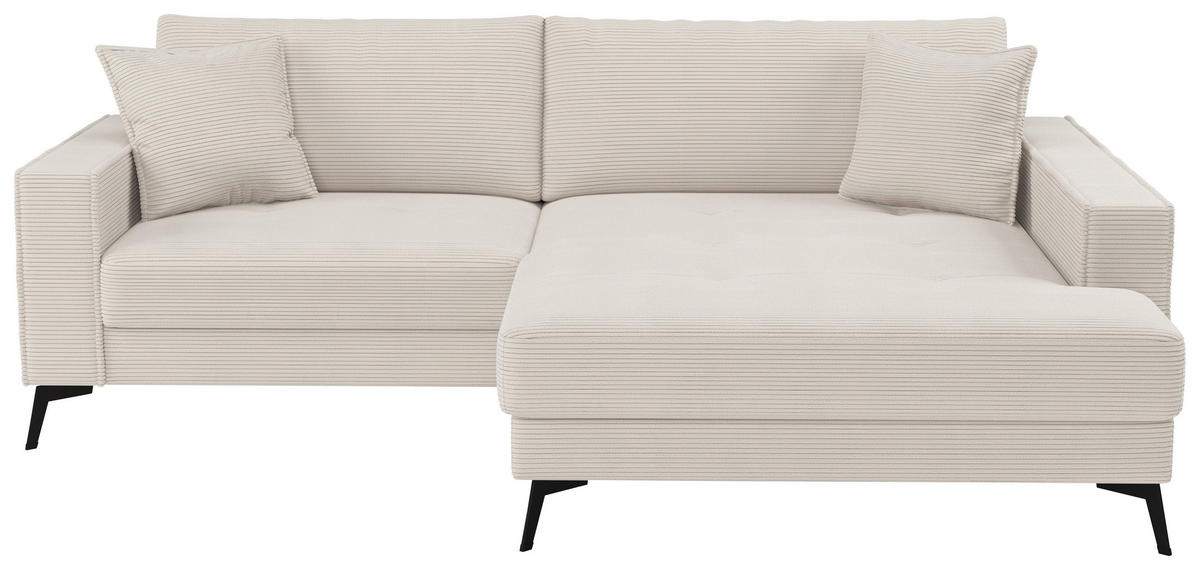 ECKSOFA TED Beige Cord Zierkissen  - Beige/Schwarz, Trend, Textil/Metall (228/174cm) - P & B