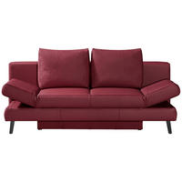 SCHLAFSOFA Echtleder Weinrot  - Weinrot/Schwarz, Design, Leder/Metall (200/85/90cm) - Novel