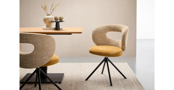 STUHL - Gelb/Schwarz, Design, Textil/Metall (58/80/60cm) - Novel