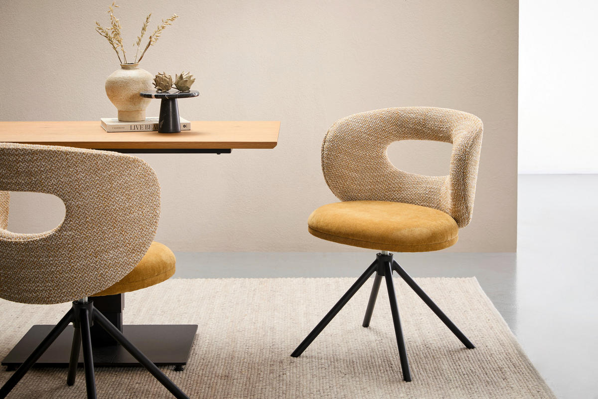 STUHL - Gelb/Schwarz, Design, Textil/Metall (58/80/60cm) - Novel