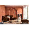 ECKSOFA Cognac Echtleder  - Chromfarben/Cognac, Design, Leder/Metall (242/224cm) - Novel
