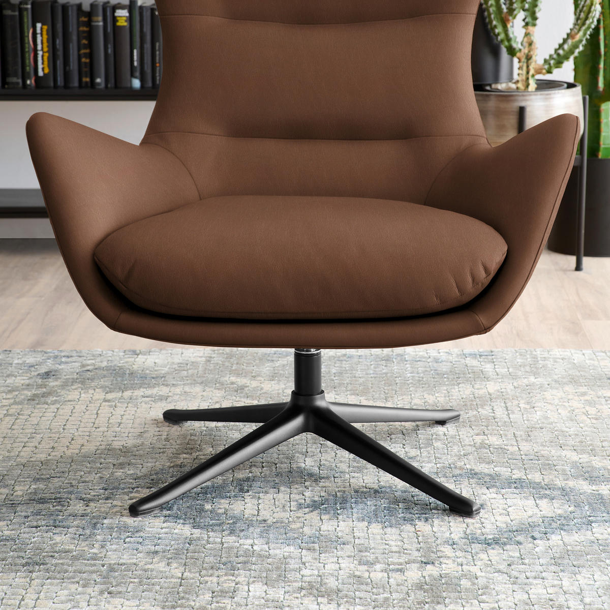 OHRENSESSEL in Braun  - Schwarz/Braun, Design, Leder/Metall (84/104/96cm) - home24