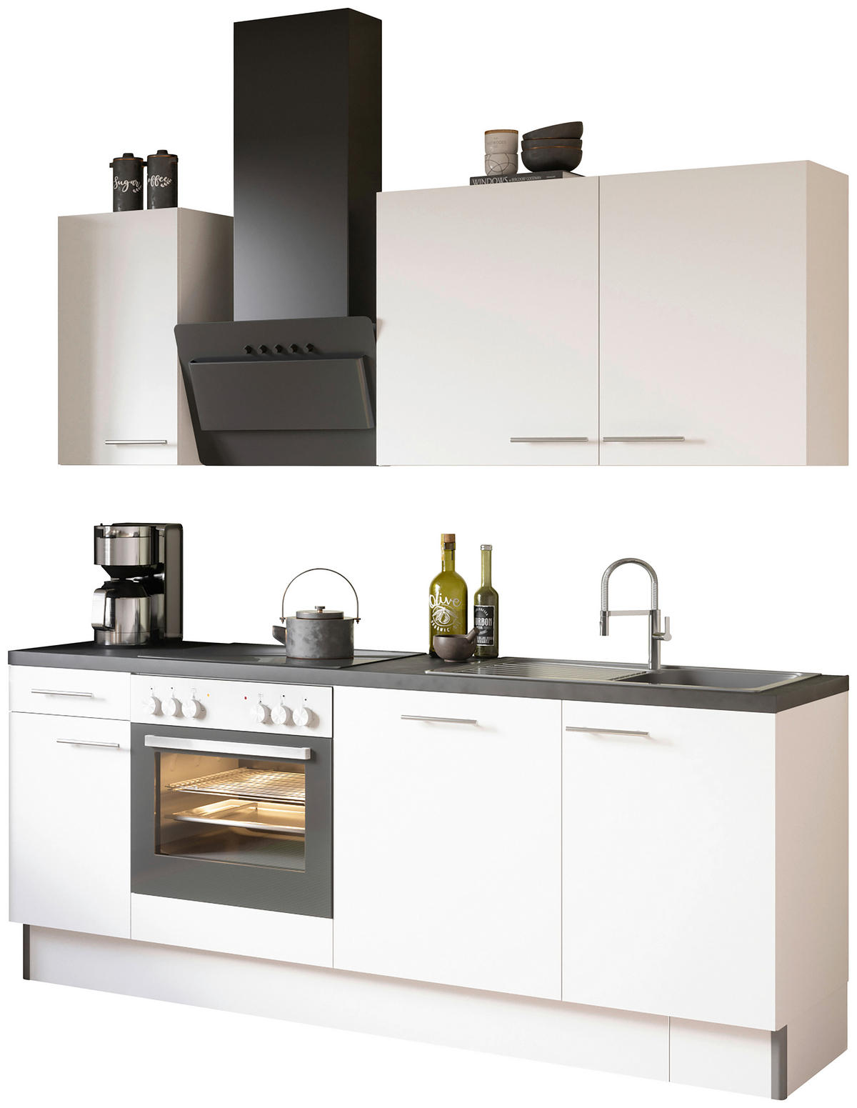 KÜCHENLEERBLOCK 210 cm   in Weiß  - Edelstahlfarben/Anthrazit, Basics, Holzwerkstoff/Metall (210cm) - Optifit