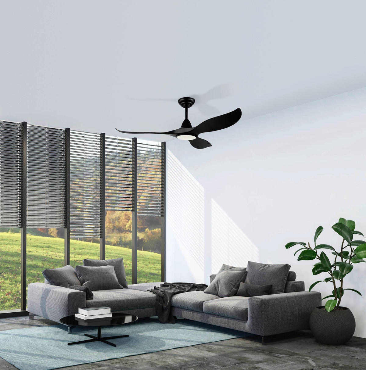 DECKENVENTILATOR 16 W  132/33,3 cm    - Schwarz, Basics, Naturmaterialien/Kunststoff (132/33,3cm) - Eglo