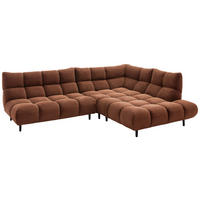 ECKSOFA Ottomane rechts, Eckteil  Rostfarben Feincord  - Rostfarben/Schwarz, Design, Holz/Textil (288/215cm) - Pure Home Lifestyle