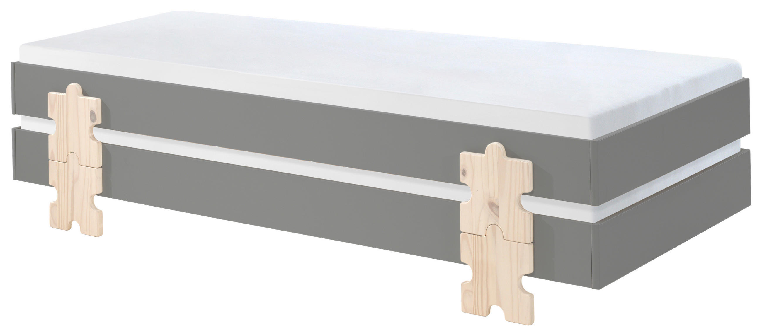 STAPELBETT  90/200 cm  Grau  - Kieferfarben/Grau, MODERN, Holz/Holzwerkstoff (90/200cm) - MID.YOU