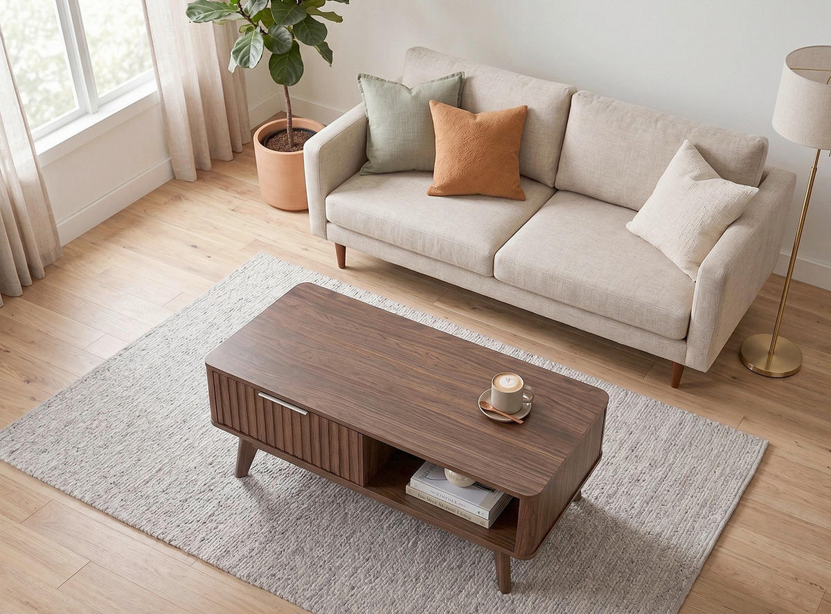 COUCHTISCH in Holzwerkstoff 110/55/44 cm  - Silberfarben/Walnussfarben, MODERN, Holzwerkstoff/Metall (110/55/44cm) - MID.YOU