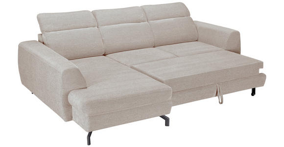 ECKSOFA Beige Chenille - Beige/Schwarz, KONVENTIONELL, Textil/Metall (185/240cm) - Carryhome