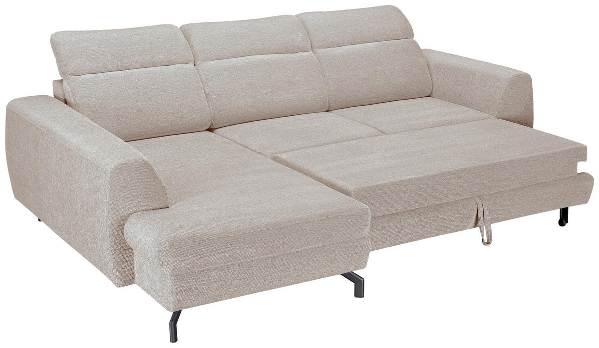 ECKSOFA Beige Chenille  - Beige/Schwarz, KONVENTIONELL, Textil/Metall (185/266cm) - Carryhome