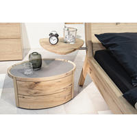 Noptieră, 65/33,9/43 cm, furniruit, placă din lemn masiv stratificat (panou) stejar sălbatic gri, culoare lemn stejar - culoare lemn stejar/gri, Natur, sticlă/lemn (65/33,9/43cm) - Voglauer