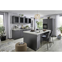 ECKKÜCHE 240/120 cm  Graphitfarben  - Sandfarben/Edelstahlfarben, Konventionell, Glas/Holzwerkstoff (240/120cm) - Venda