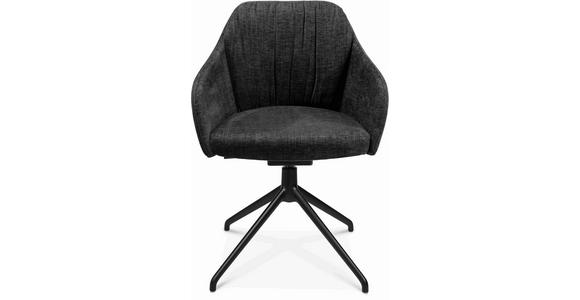 ARMLEHNSTUHL in Aluminium Velours - Schwarz/Graphitfarben, Design, Textil/Metall (58/81,5-84,5/60cm) - Johann Jakob