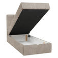 BOXBETT 70/200 cm,  in Graubraun, Matratze, gepolstertes Kopfteil, Bettkasten, Topper, H3 = fest  - Graubraun/Schwarz, Design, Holzwerkstoff/Kunststoff (70/200cm) - Esposa