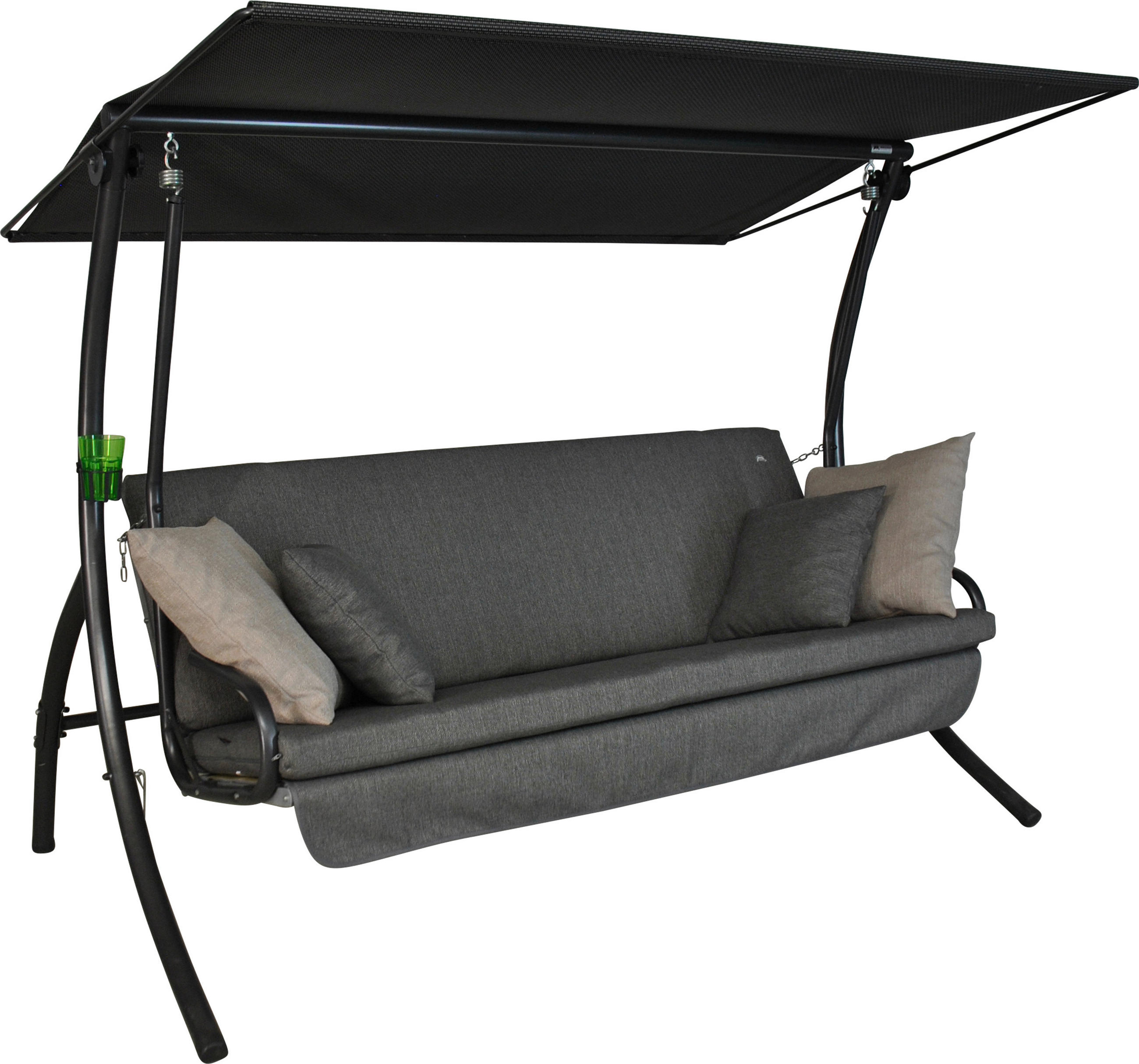 HOLLYWOODSCHAUKEL 210/160/145 cm  - Dunkelgrau/Anthrazit, Basics, Kunststoff/Textil (210/160/145cm) - Boxxx