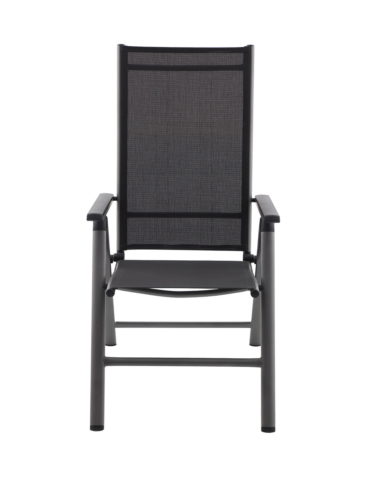 GARTENKLAPPSTUHL-SET Aluminium Schwarz, Dunkelgrau  - Dunkelgrau/Schwarz, MODERN, Kunststoff/Metall (58/109/67cm) - Gardenson