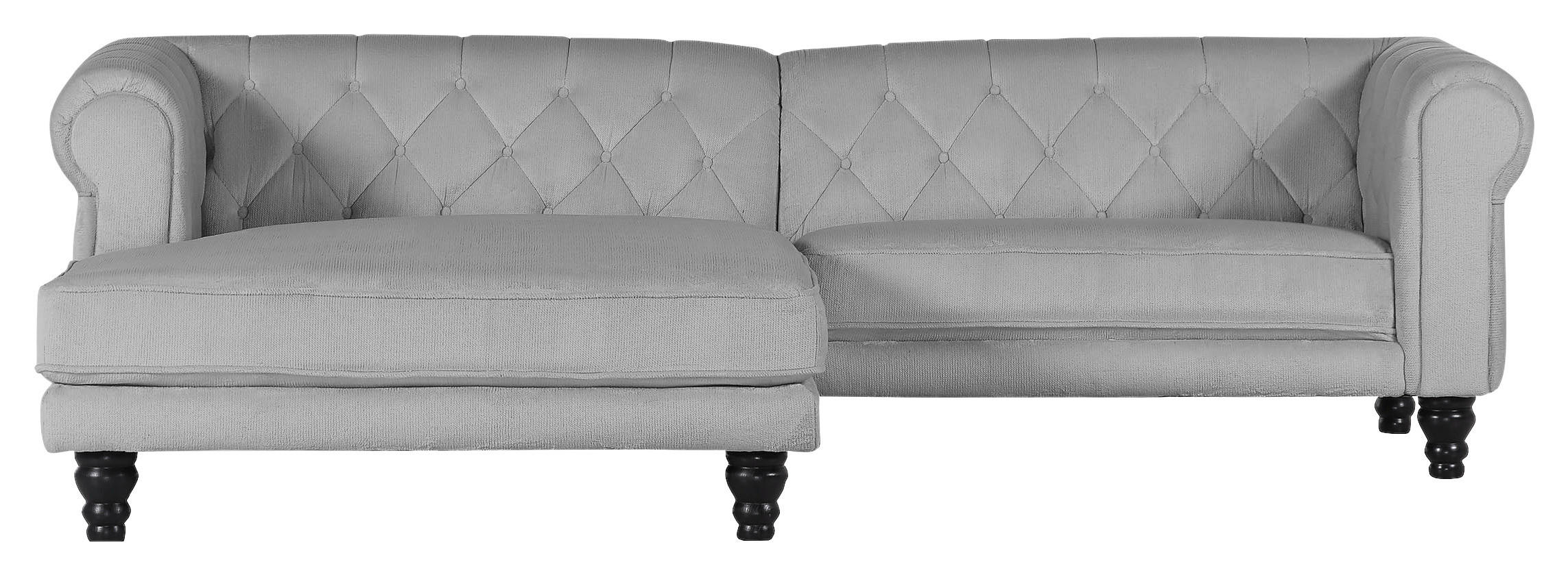 ECKSOFA  in Plüsch Grau  160/260 cm  - Dunkelbraun/Grau, Design, Holz/Textil (160/260cm) - MID.YOU