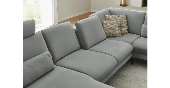 WOHNLANDSCHAFT  in Chenille, Flachgewebe Grau  - Schwarz/Grau, Design, Textil/Metall (180/344/208cm) - Dieter Knoll