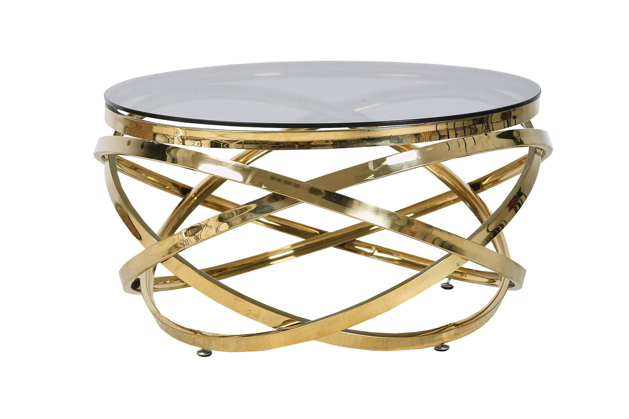 COUCHTISCH Sicherheitsglas 80/80/42 cm rund Grau, Goldfarben  - Goldfarben/Grau, Design, Glas/Metall (80/80/42cm) - Livetastic