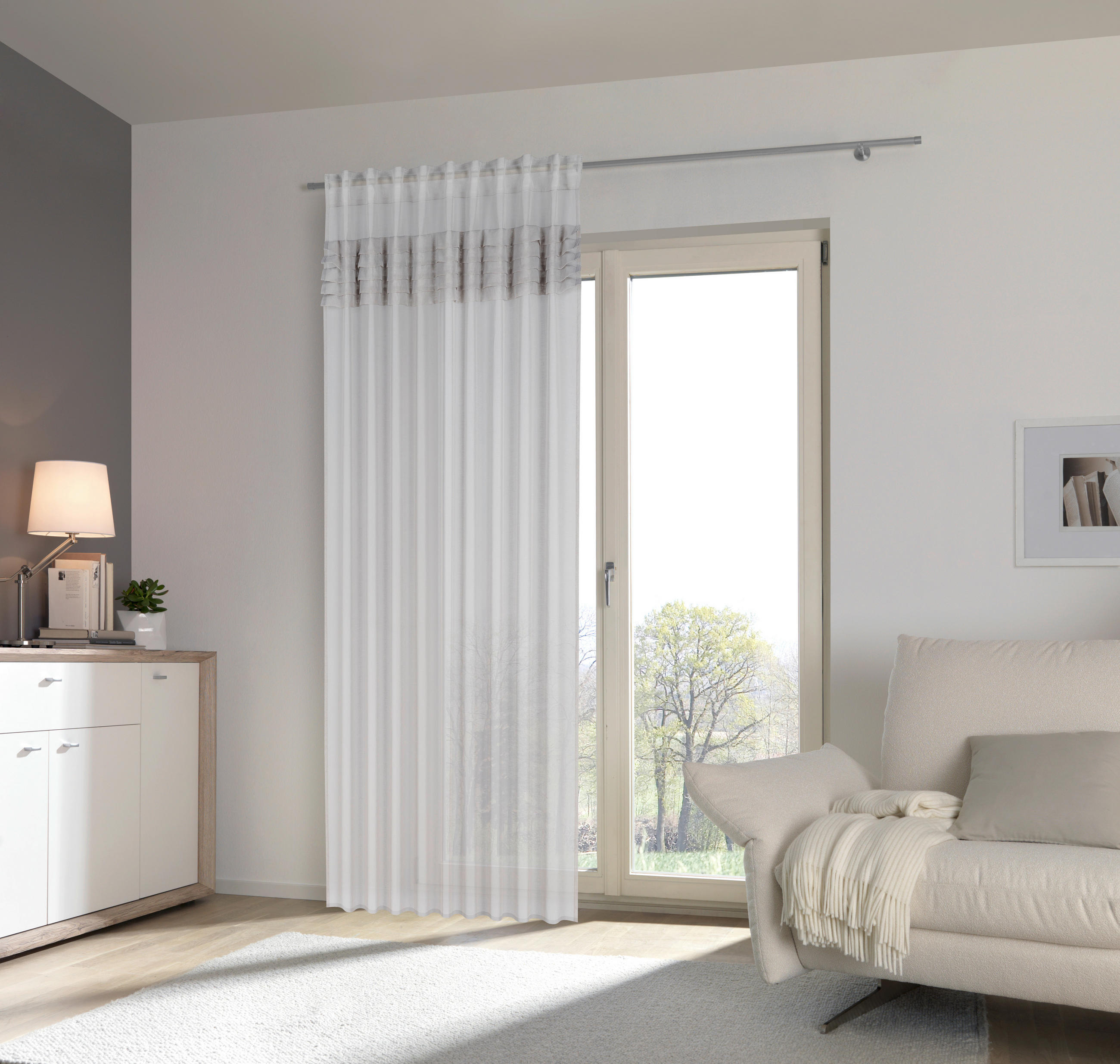 FERTIGVORHANG halbtransparent  - Taupe, KONVENTIONELL, Textil (140/245cm) - Esposa