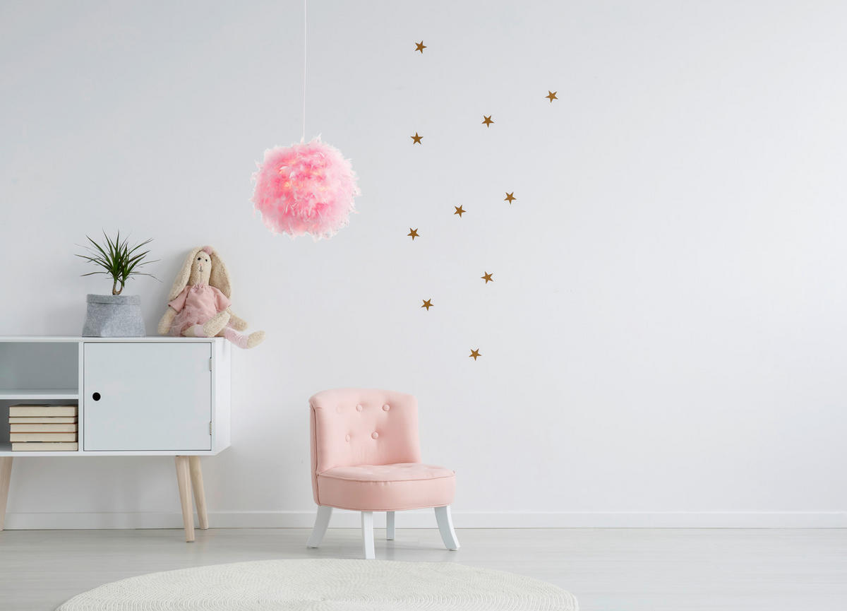 HÄNGELEUCHTE 30/150 cm  - Pink/Weiß, Basics, Textil/Metall (30/150cm) - Globo
