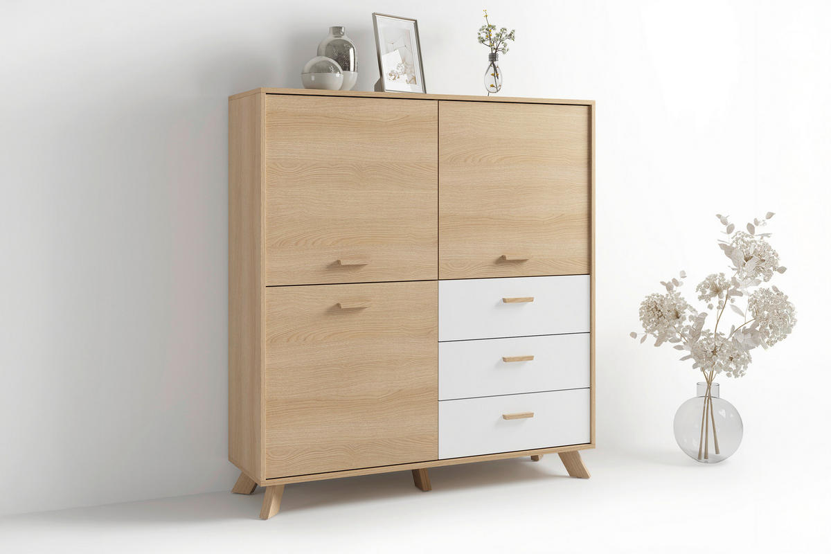 HIGHBOARD  in 120/131/36,5 cm  - Eiche Bianco/Eichefarben, Design, Holz/Holzwerkstoff (120/131/36,5cm) - MID.YOU