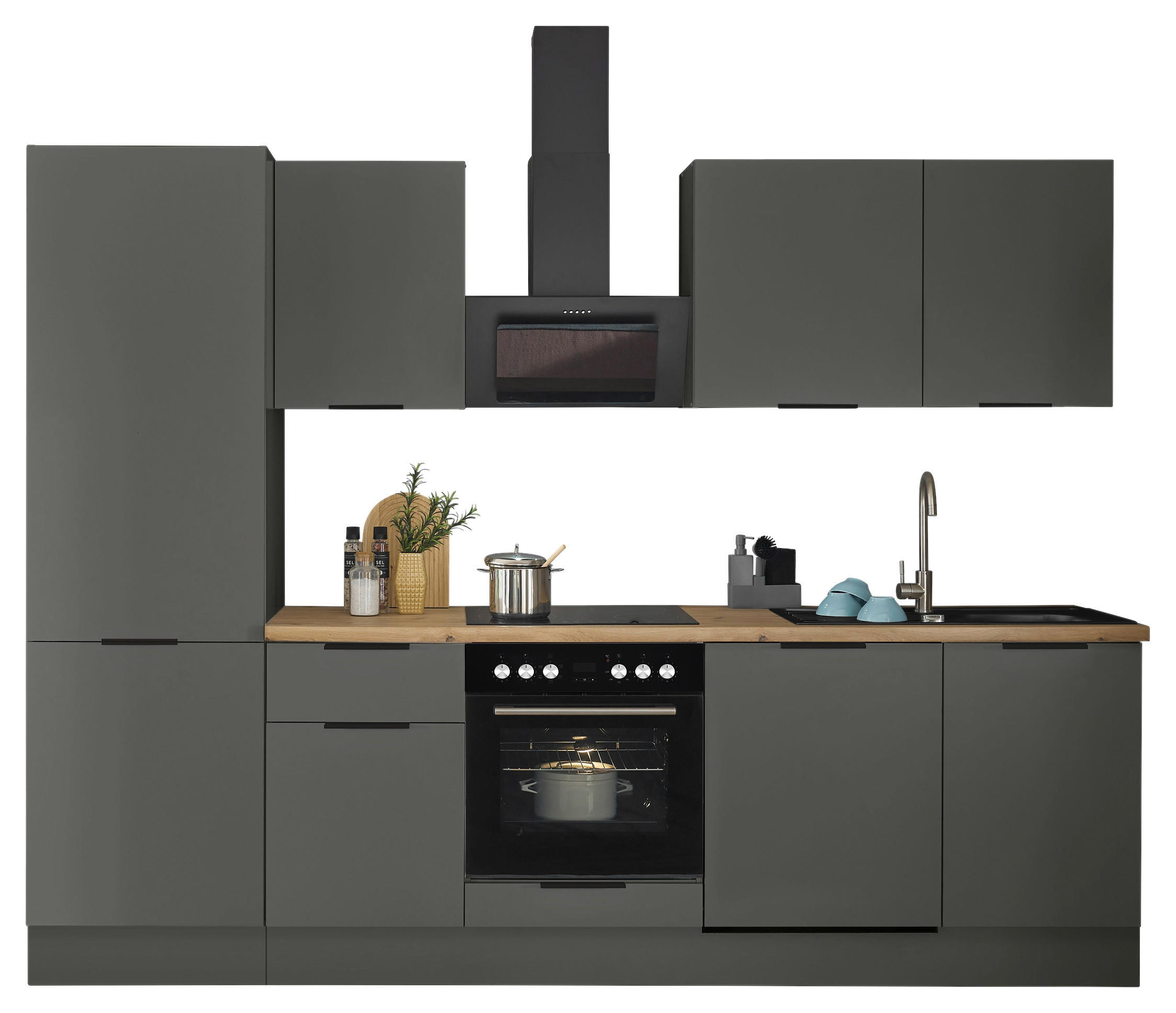 KÜCHENBLOCK   in Graphitfarben  - Schwarz/Graphitfarben, Basics, Holzwerkstoff/Metall (280/211/60cm) - Carryhome