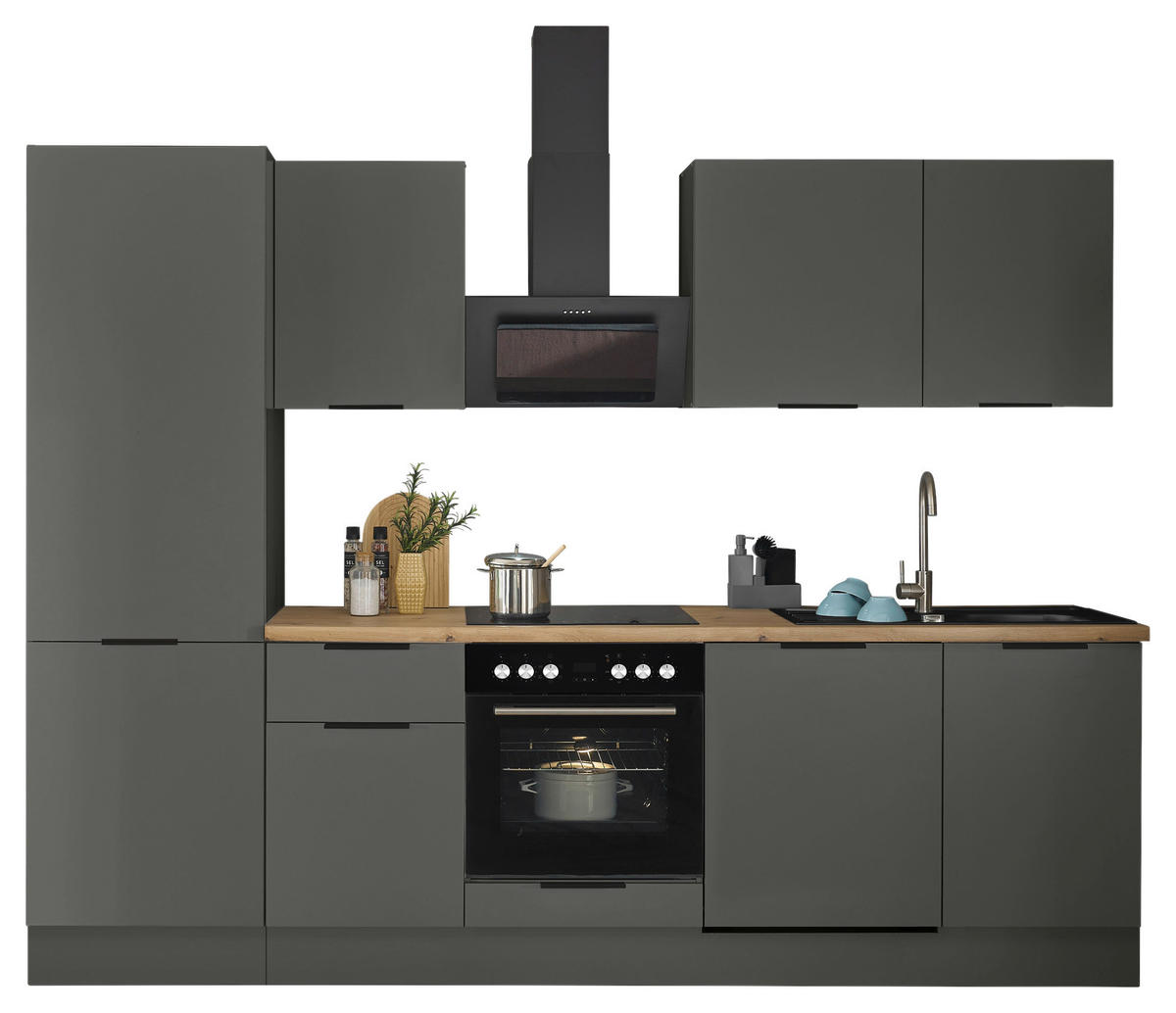 KÜCHENBLOCK   in Graphitfarben  - Schwarz/Graphitfarben, Basics, Holzwerkstoff/Metall (280/211/60cm) - Carryhome