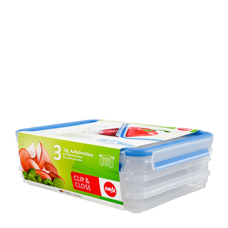 VORRATSDOSENSET CLIP & CLOSE - Blau/Transparent, Basics, Kunststoff (1,0l) - Emsa