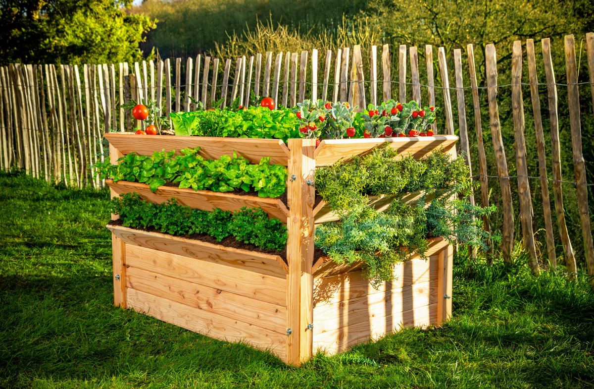 VYVÝŠENÝ ZÁHON   - farba smrekovca, Basics, drevo (124/73/91cm)