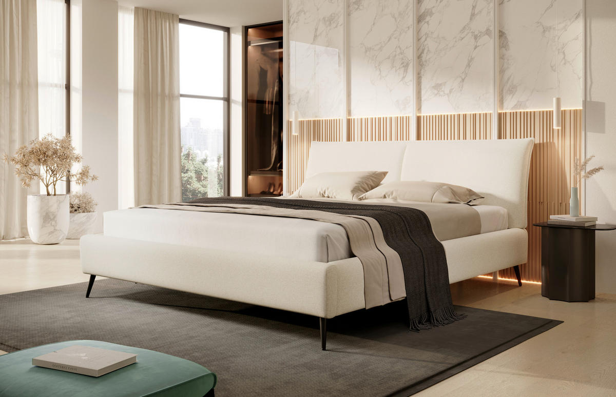 POLSTERBETT 180/200 cm  in Beige  - Beige/Schwarz, Design, Holz/Textil (180/200cm) - Esposa