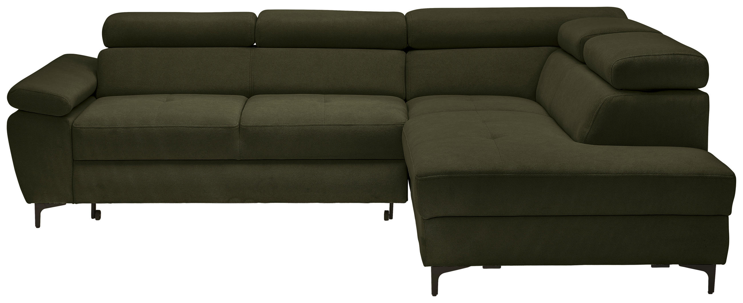 ECKSOFA in Flachgewebe Dunkelgrün  - Dunkelgrün/Schwarz, Design, Textil/Metall (266/206cm) - Stylife