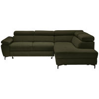 ECKSOFA inkl. Funktion COMBO Dunkelgrün Flachgewebe  - Dunkelgrün/Schwarz, Design, Textil/Metall (266/206cm) - Stylife