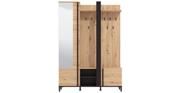 GARDEROBE  in 134,5/192,6/33,2 cm  - Schwarz/Eiche Artisan, Basics, Holzwerkstoff (134,5/192,6/33,2cm) - Carryhome