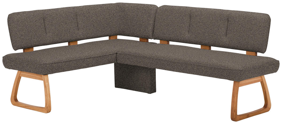 ECKBANK 155/208 cm Webstoff, Mikrofaser Grau Eiche vollmassiv   - Grau, KONVENTIONELL, Holz/Textil (155/208cm) - Venda