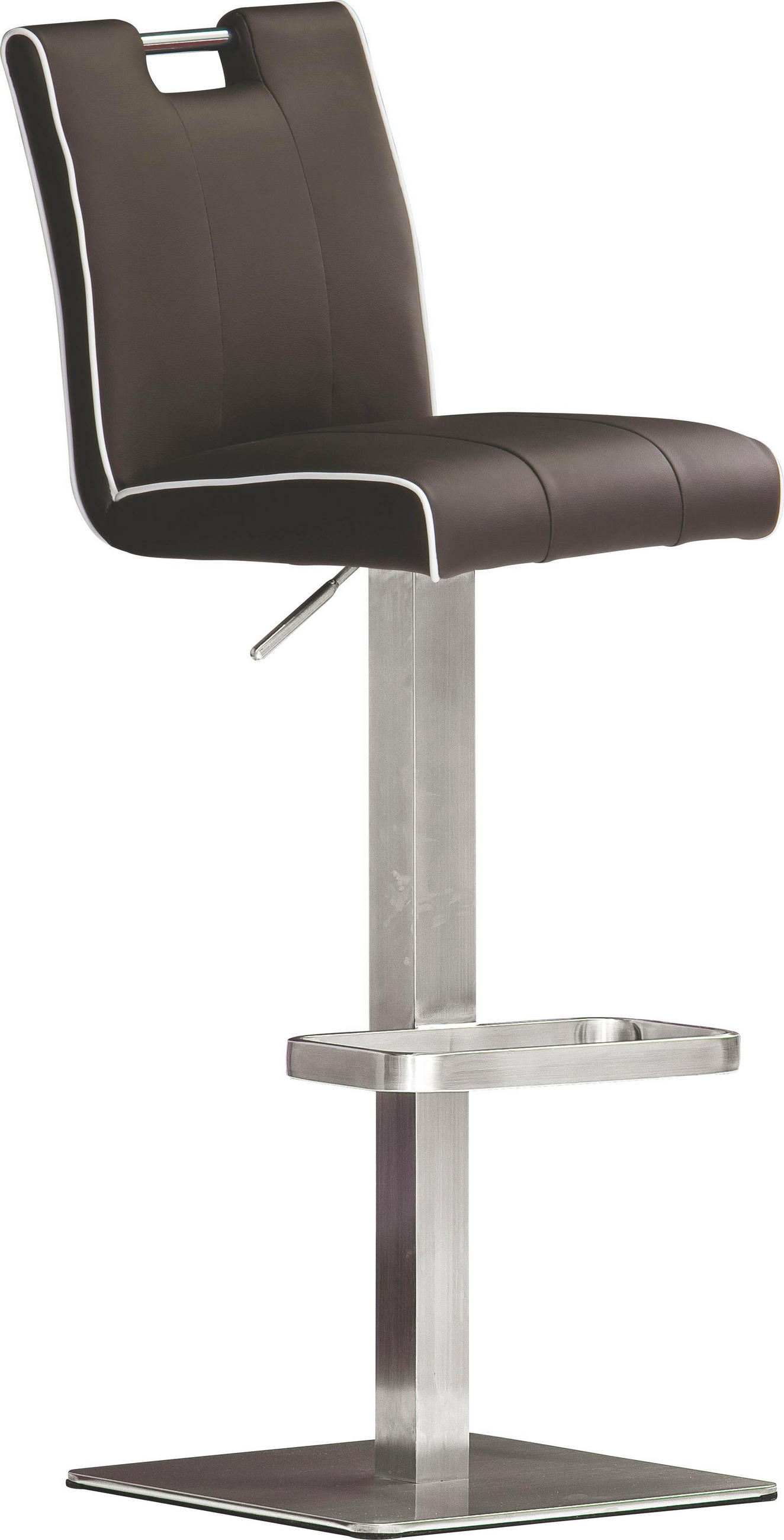 Barhocker in Metall, Textil Braun, Edelstahlfarben