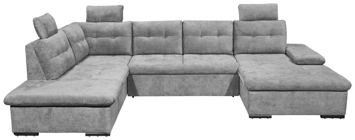 WOHNLANDSCHAFT RONDA Grau Webstoff  - Schwarz/Grau, Basics, Kunststoff/Textil (218/324/170cm) - Livetastic