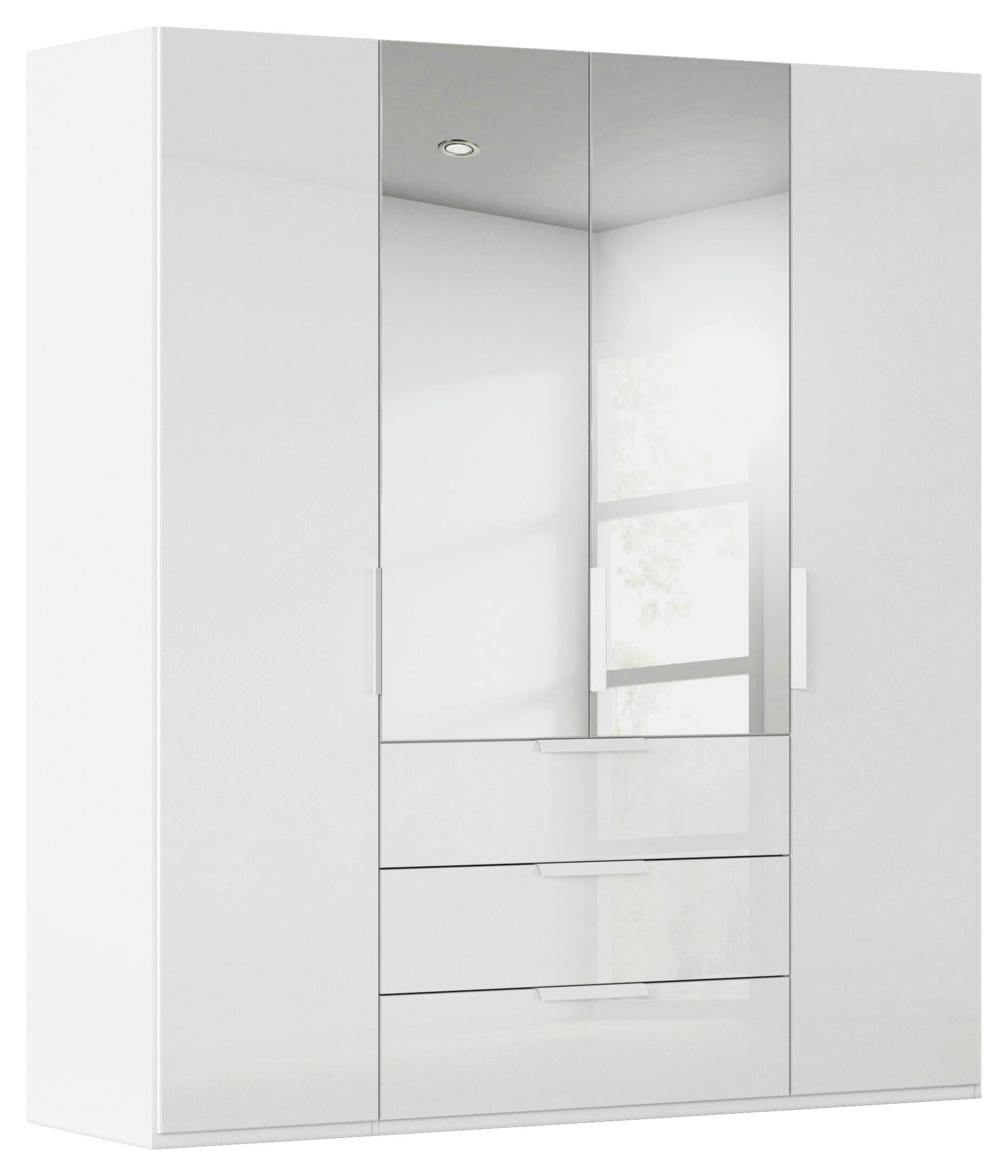 DREHTÜRENSCHRANK 201/223/61 cm,  in Weiß, 4-türig  - Weiß, Basics, Glas/Holzwerkstoff (201/223/61cm) - Novel