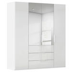 DREHTÜRENSCHRANK 201/223/61 cm,  in Weiß, Weiß Hochglanz, 4-türig  - Weiß Hochglanz/Weiß, Basics, Glas/Holzwerkstoff (201/223/61cm) - Novel