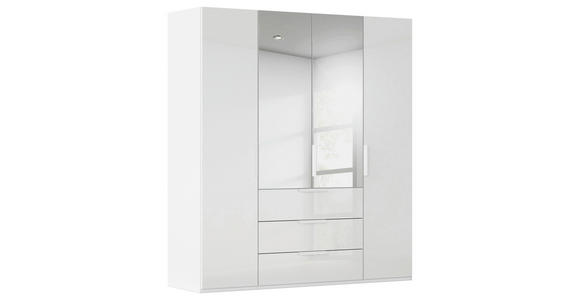 DREHTÜRENSCHRANK 201/235/61 cm,  in Weiß, 4-türig  - Weiß, Basics, Glas/Holzwerkstoff (201/235/61cm) - Novel