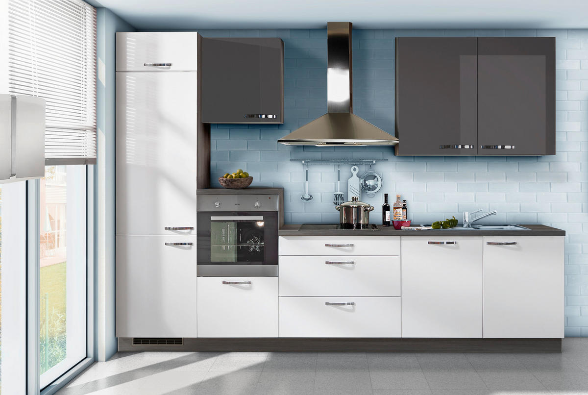 BLOK KUHINJA S APARATIMA  bijela, siva  - bijela/siva, Design, drvni materijal (330cm) - Welnova