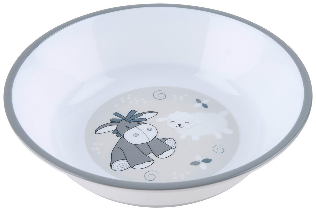 BARNSKÅL  - vit/grå, Trend, plast (14/3,8cm) - My Baby Lou