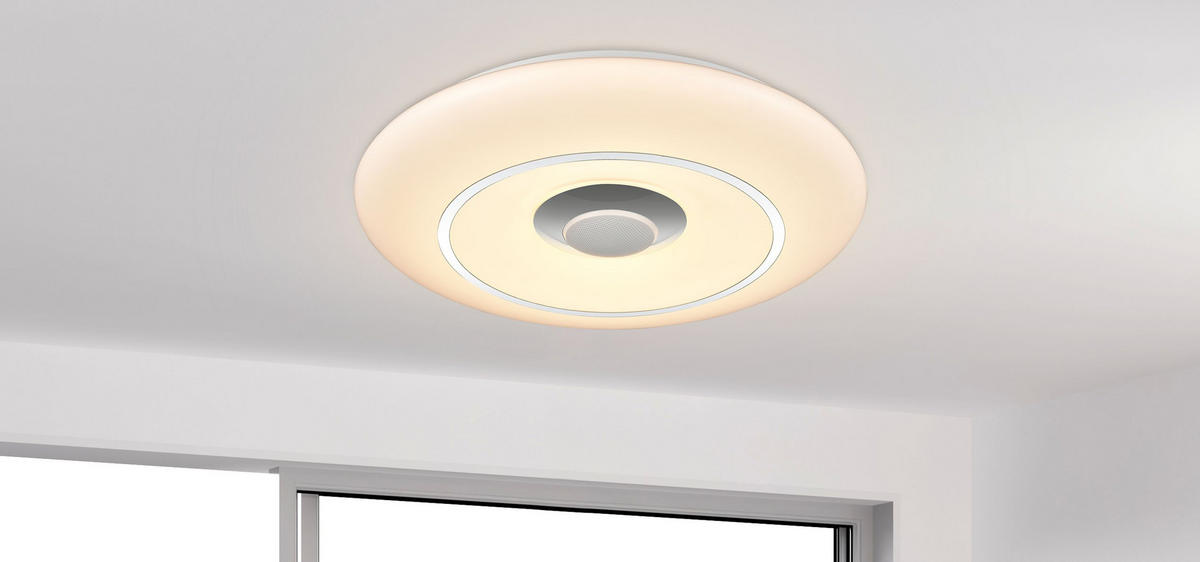 STROPNÉ LED SVIETIDLO, 39/7 cm  - biela/chrómová, Lifestyle, kov/plast (39/7cm) - Novel