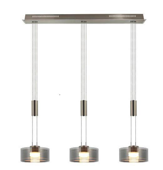 ZÁVĚSNÉ LED SVÍTIDLO, 95/20/100-160 cm - barvy chromu/barvy niklu, Design, kov/sklo (95/20/100-160cm)