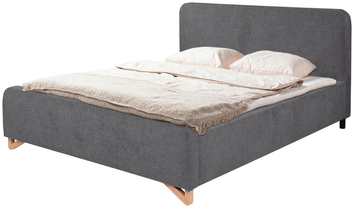 ČALOUNĚNÁ POSTEL, 180/200 cm, antracitová - černá/antracitová, Moderní, kov/dřevo (180/200cm) - MID.YOU