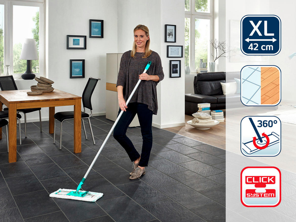 BODENWISCHER PROFI XL  - Türkis, Basics, Kunststoff/Textil (42/146cm) - Leifheit